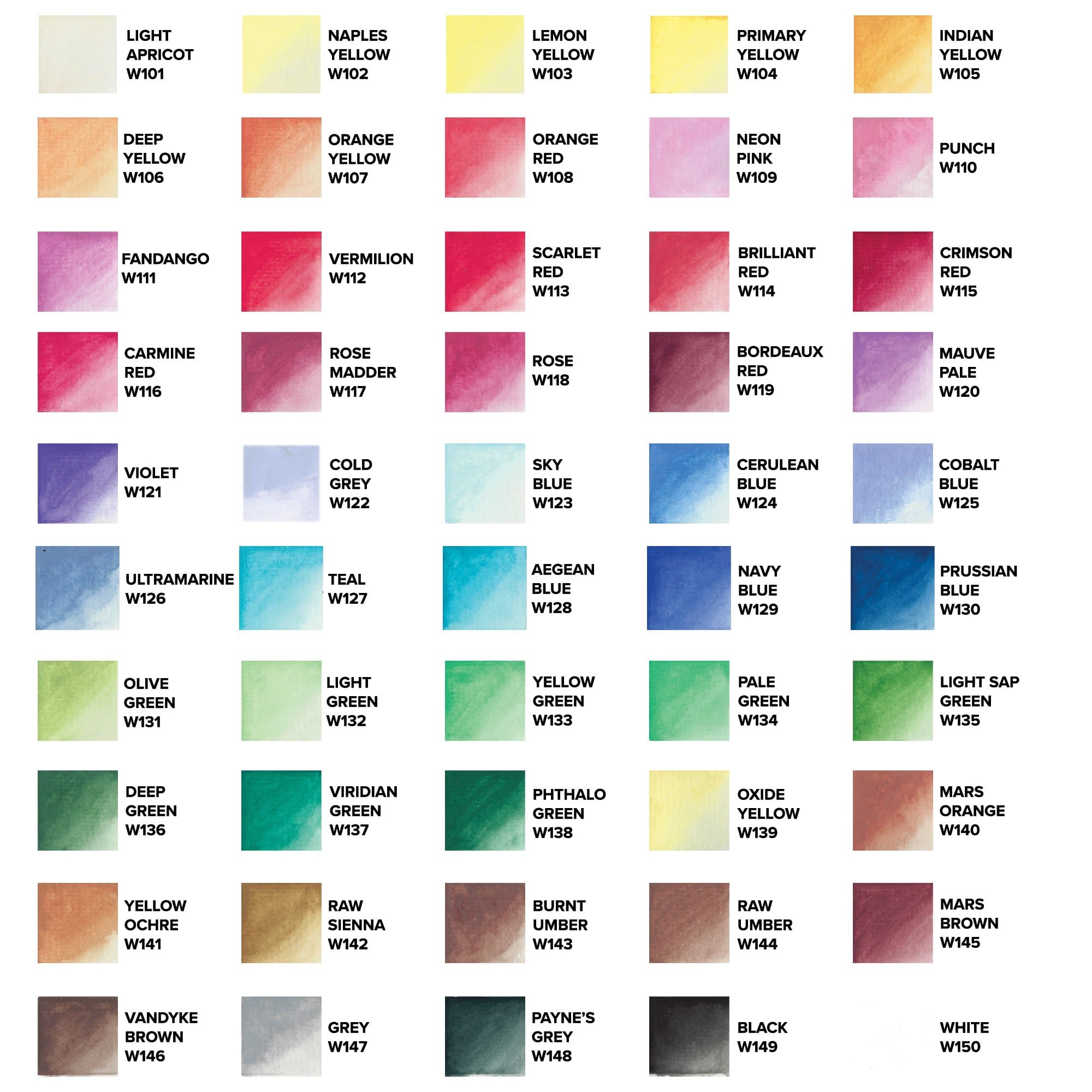 Watercolor Paint Tubes - 50 Colors