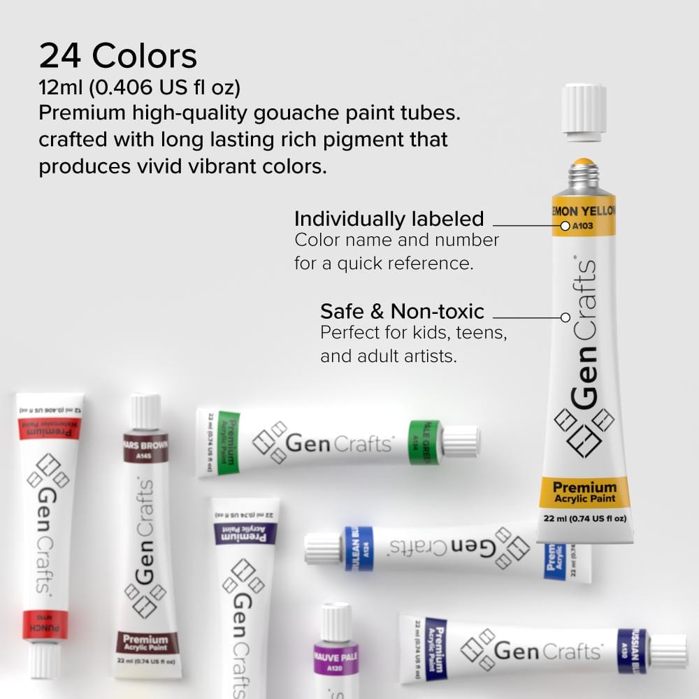 Acrylic Paint Tubes - 24 Colors