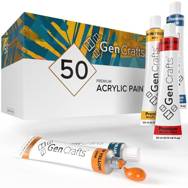 GenCrafts Acrylic Paint - Quality NonToxic Pigment Paints For Canvas, Fabric, Crafts, and More