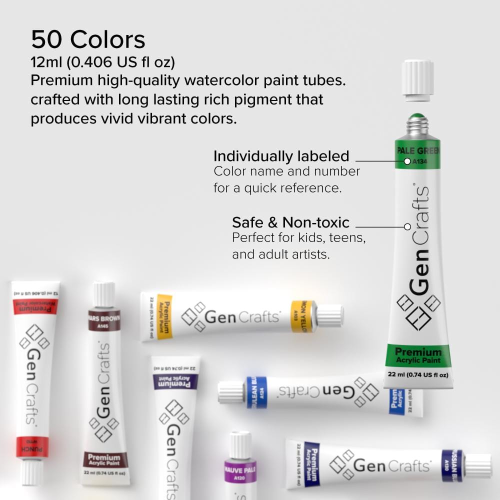 Acrylic Paint Tubes - 50 Colors