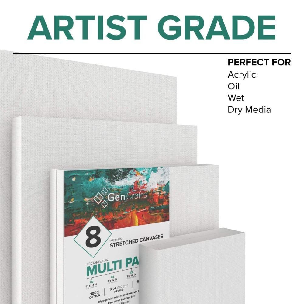 Rectangular White Canvas - Multi Pack of 8