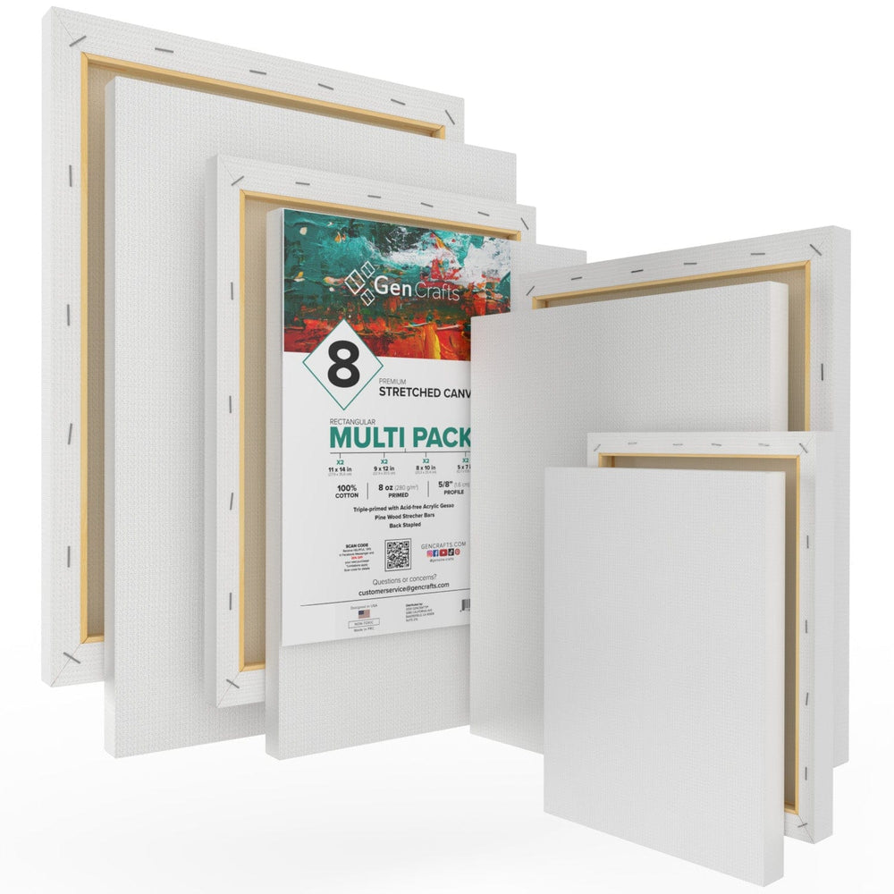 Rectangular White Canvas - Multi Pack of 8