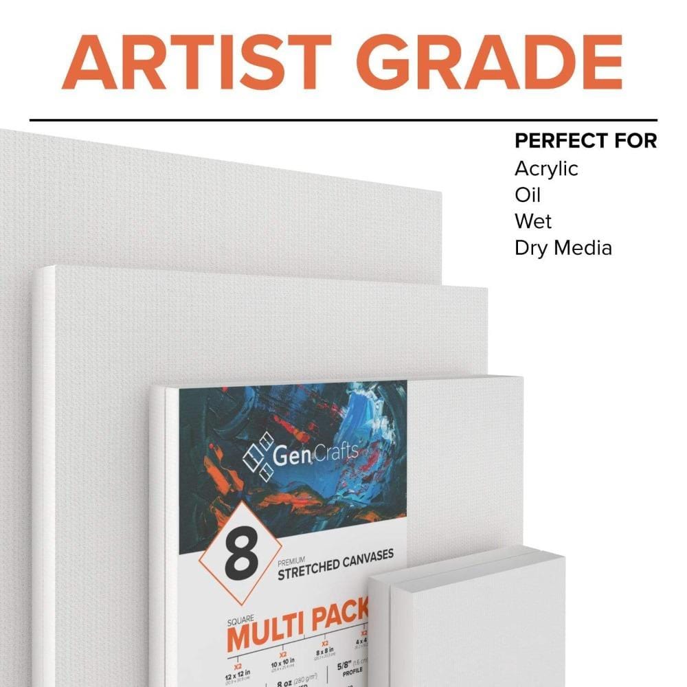 Square White Canvas - Multi Pack of 8