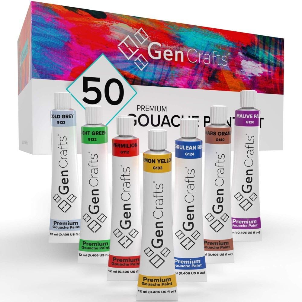 GenCrafts Gouache Paint - Quality Non Toxic Pigment Paints for Canvas, Fabric, Crafts, and More