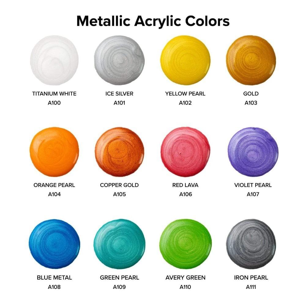 Metallic Acrylic Pouring Paint - 12 Colors