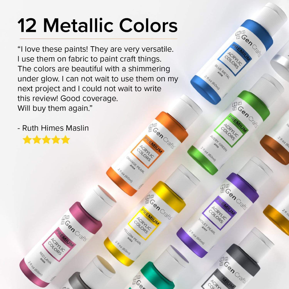 Metallic Acrylic Pouring Paint - 12 Colors