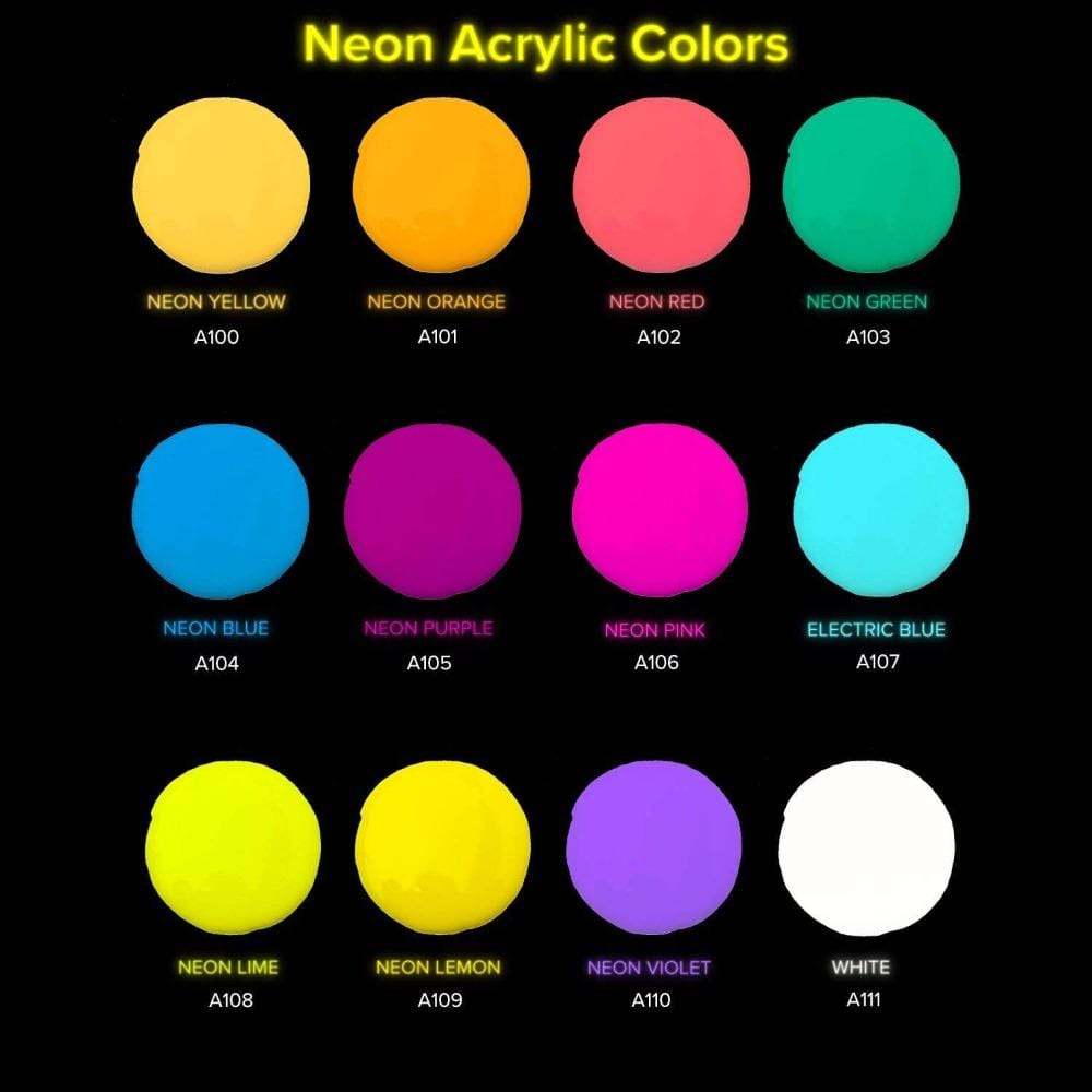 Neon Acrylic Pouring Paint - 12 Colors