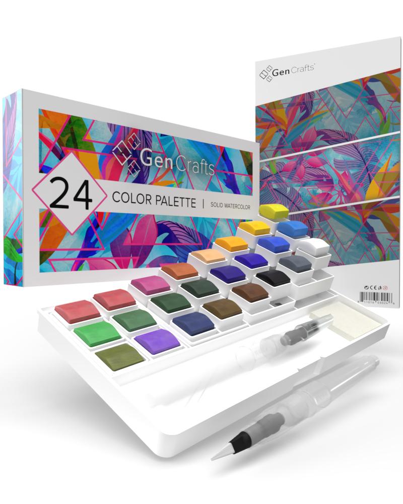 PHOENIX Artist Grade Watercolor Paint Set - Half Pan 24 Colors Quality  Pigment Watercolor Palette with Portable Tin Box for Adults, Professional