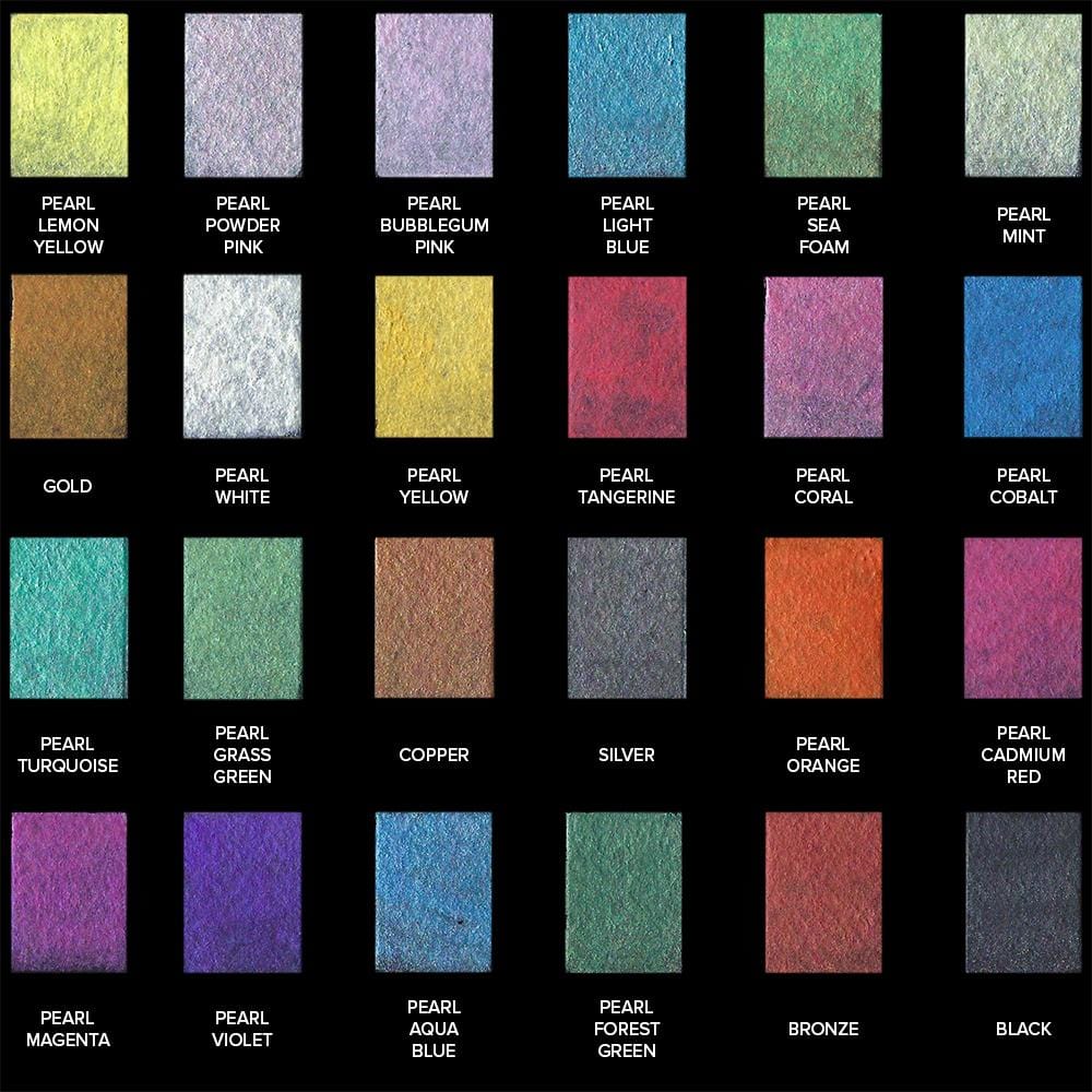 Metallic Watercolor Paint Palette - 24 Colors