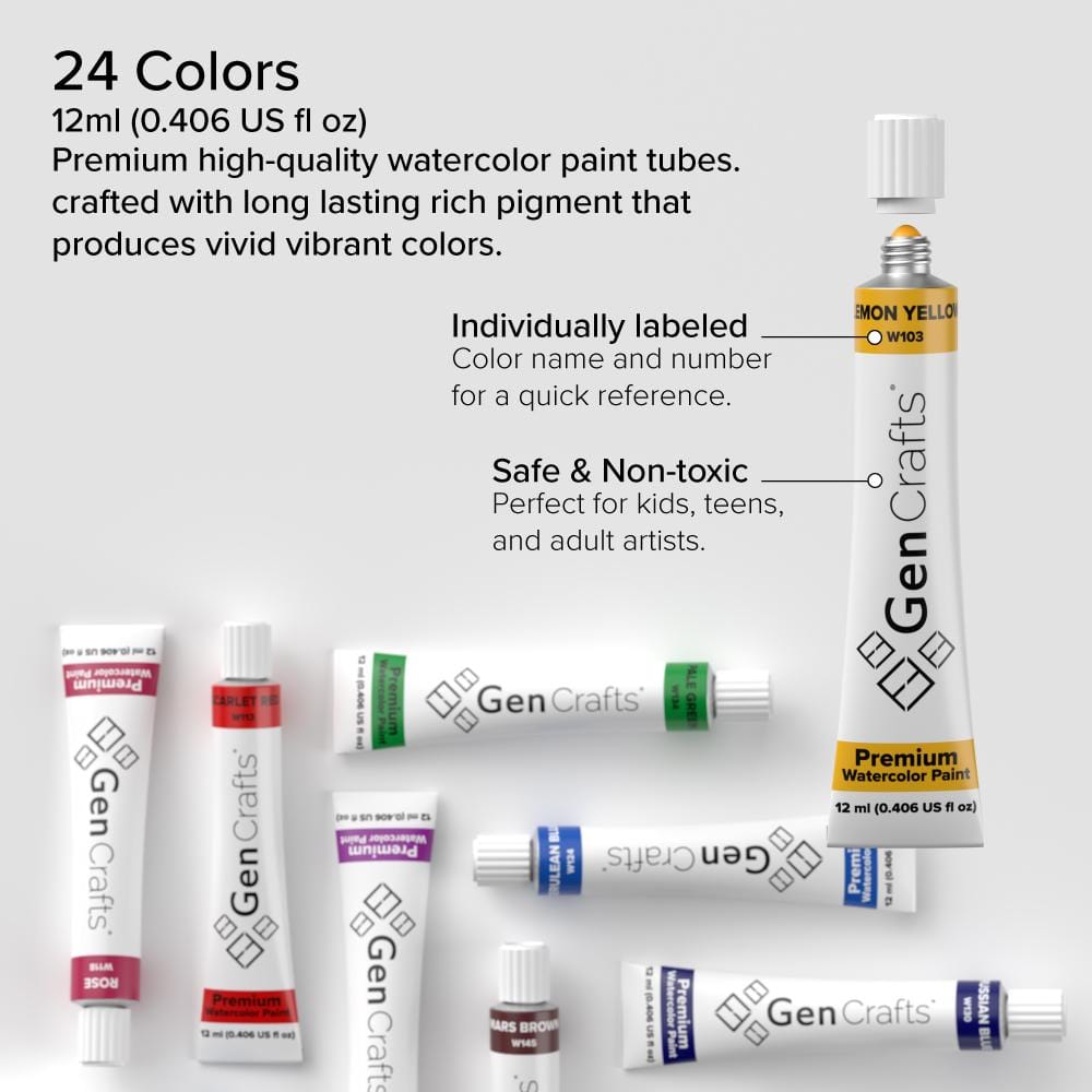 Watercolor Paint Tubes - 24 Colors