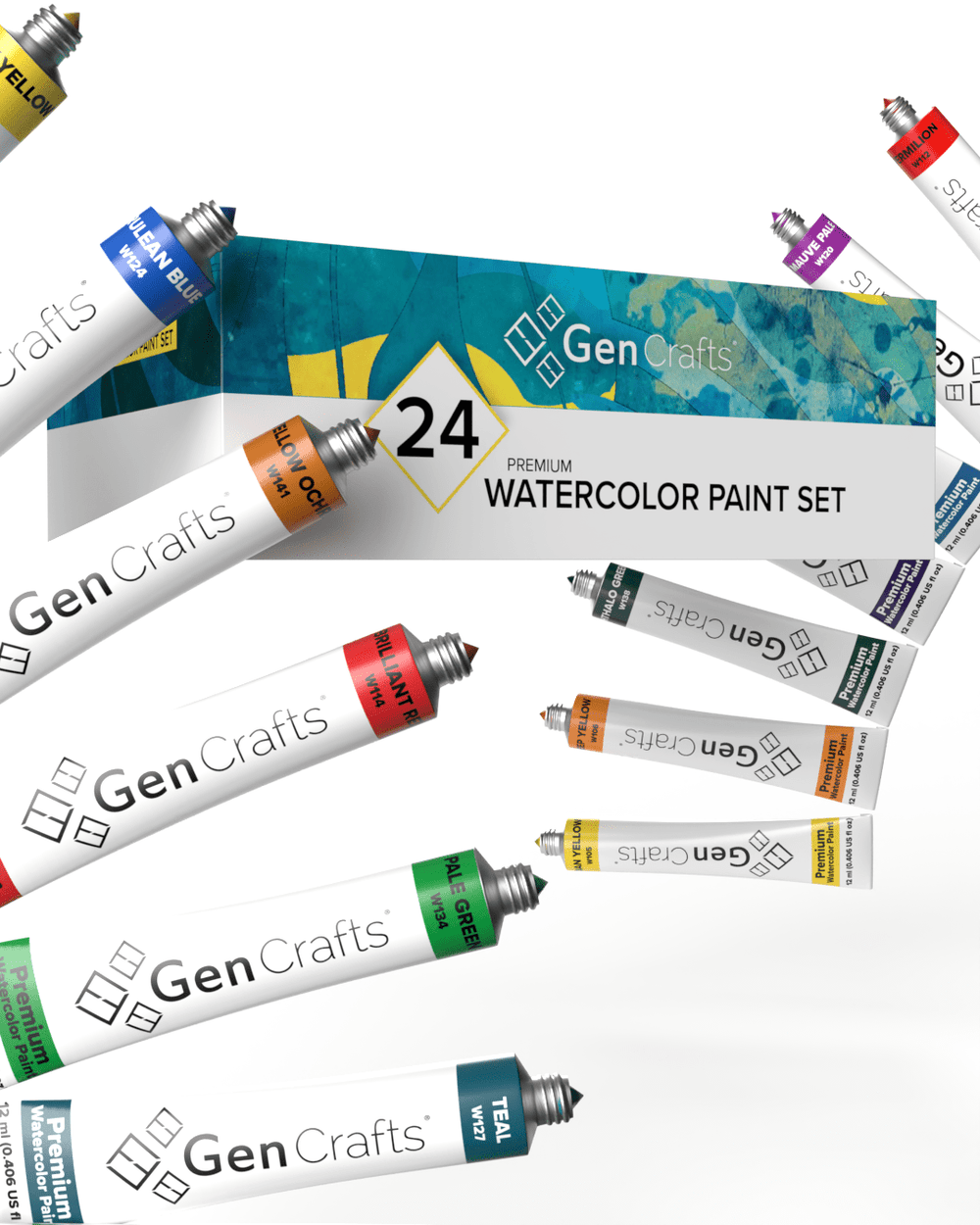 Watercolor Paint Tubes - 24 Colors