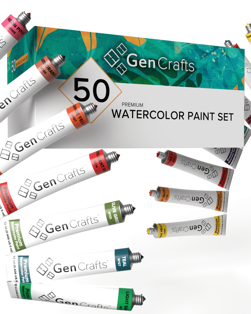 Watercolor Paint Tubes - 50 Colors